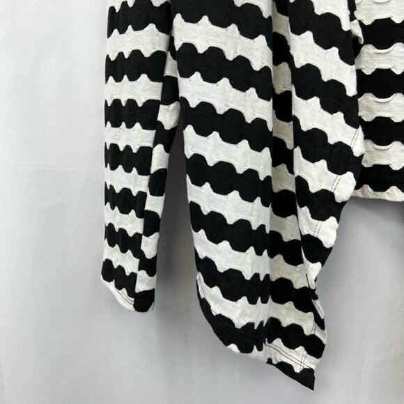 Karen Brooks Womens Cardigan Sweater Black White Stripe Long Sleeve Open Front S - Picture 6 of 10